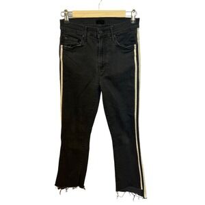 Mother Insider Crop Step Fray Guilty Racer Black‎ Sz 28 Jeans Raw Hem